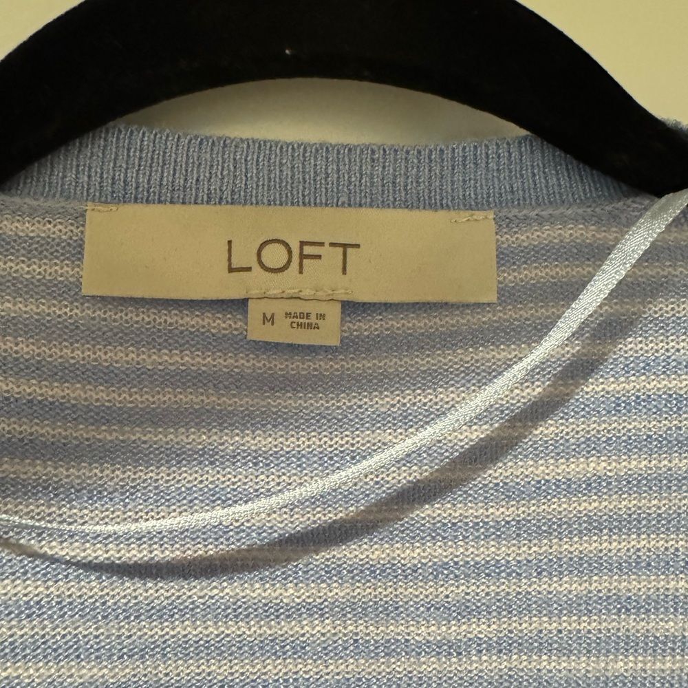 LOFT Light Blue Striped Cardigan - Picture 2 of 6